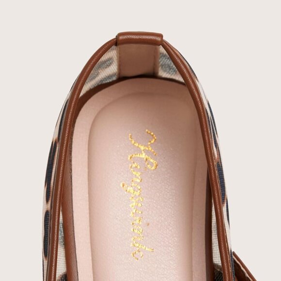 Women Mesh Leopard Polyurethane (PU) Closed Toe Strap Buckle Ballerina Flats - Picture 5 of 6